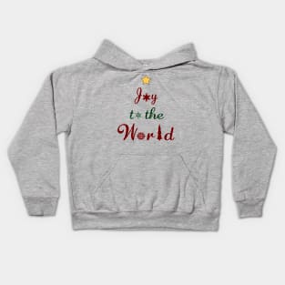 Joy to the world Christmas Tree Red Green Plaid. Kids Hoodie